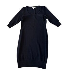 St John Collection Womens Black Half Sleeve Knitted Midi Bodycon Dress Size 10